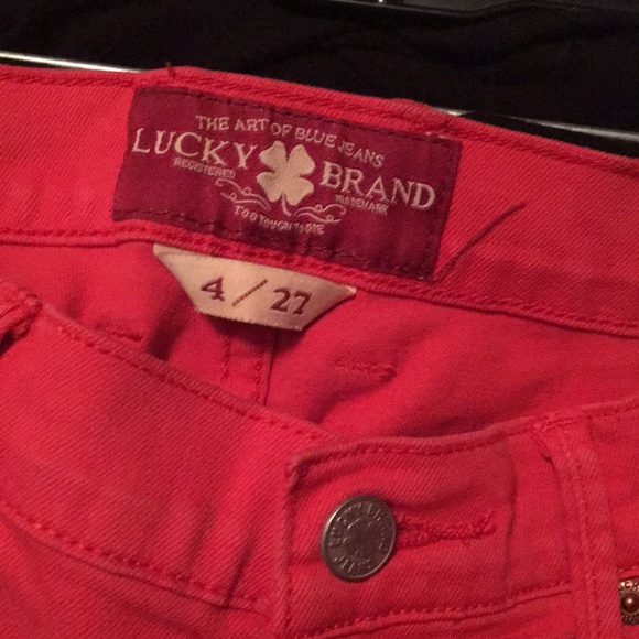 Lucky Brand Cropped Red Jeans size 27 or 4 - Picture 2 of 3